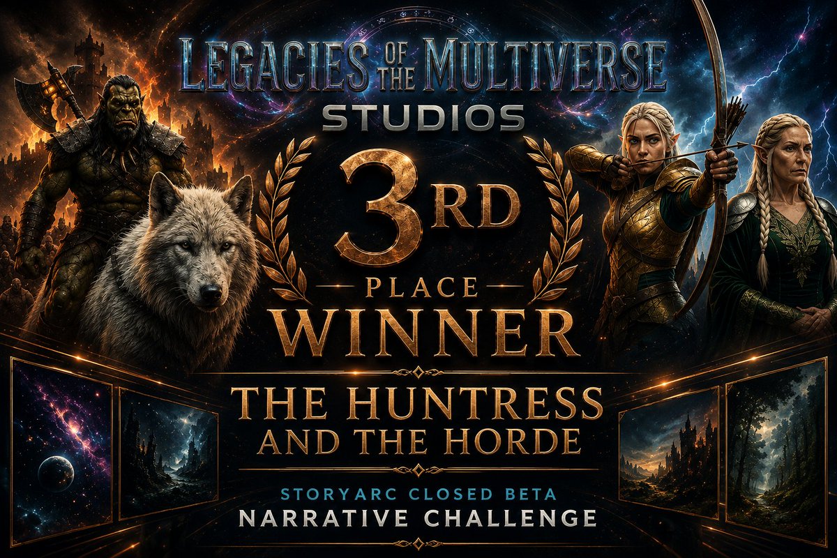 StoryArcNetwork's tweet photo. 🥉 3RD PLACE WINNER - StoryArc Closed Beta Narrative Challenge.
“The Huntress and the Horde”
by Legacies of the Multiverse Studios @LOTMVStudios
Watch now on StoryArc Network:
https://t.co/dDnmsw8Gyj
#StoryArc #AIFilm #AIFilmmaking #AIAnimation #NarrativeAI #Worldbuilding #AIStorytelling