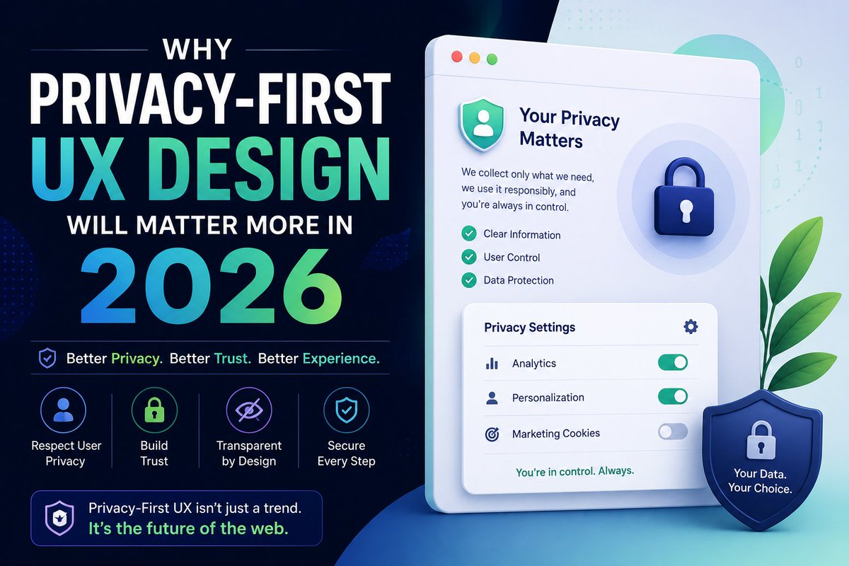 techwebsitetrix's tweet photo. One thing I’ve noticed recently:

Users trust websites less when they see too many popups, tracking requests, and forced signups.

Privacy-first UX isn’t just a trend anymore.
It’s becoming part of good web design.

Read More: https://t.co/uQXk9h0KI3

#UXDesign #PrivacyFirst https://t.co/dMvj2P1P4N