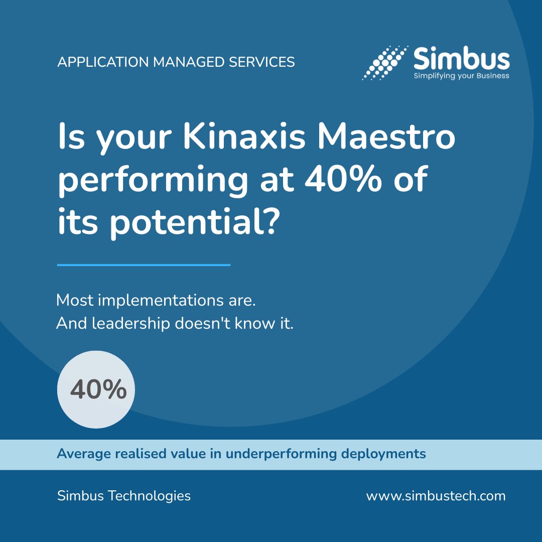 SimbusTech's tweet photo. Is your Kinaxis Maestro running at only 40% potential? Warning signs: planners ignore recommendations, Excel drives S&amp;OP, and trust in outputs drops. Early intervention beats costly fixes later.
#SupplyChain #KinaxisMaestro #Simbuzz #Simbus https://t.co/5u6E91Ly5G