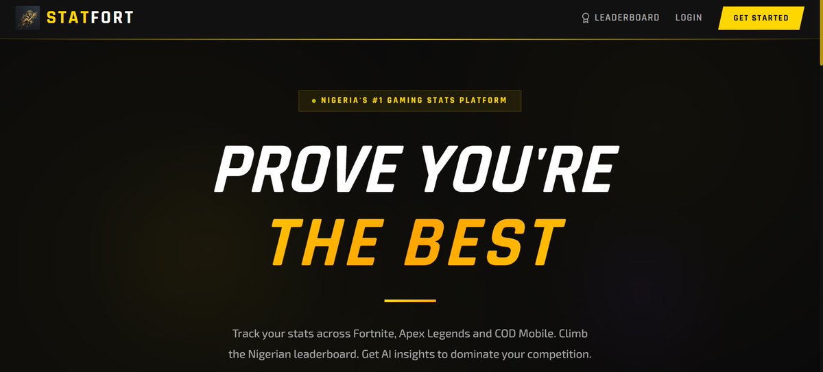 uncpaul1's tweet photo. The debate ends here, Naija 

Everyone claims:
“I’m the best at CODM.”
“Best Fortnite player.”
“Best Apex player in Nigeria”

But where’s the proof?
No rankings. No verified stats. Just pure capping.

Introducing StatFort.
The home of verified Nigerian gaming stats 🧵 https://t.co/471rQOund0
