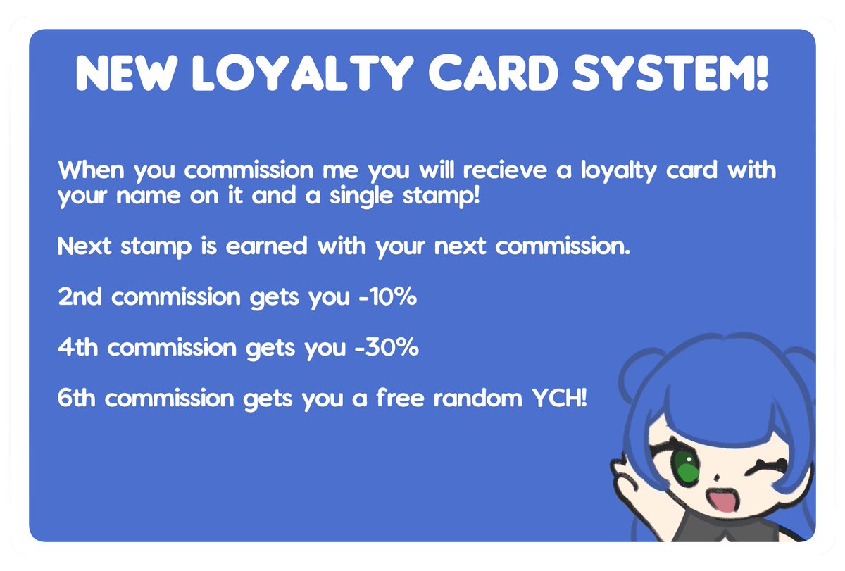 pb_n_art's tweet photo. I have added a loyalty card system to my VGen! I will be sending cards out to current/previous clients today and they will be available for new clients from here on out! Here's all the info! 
Thank you for your support💙💫 https://t.co/WFfT4BNXK0