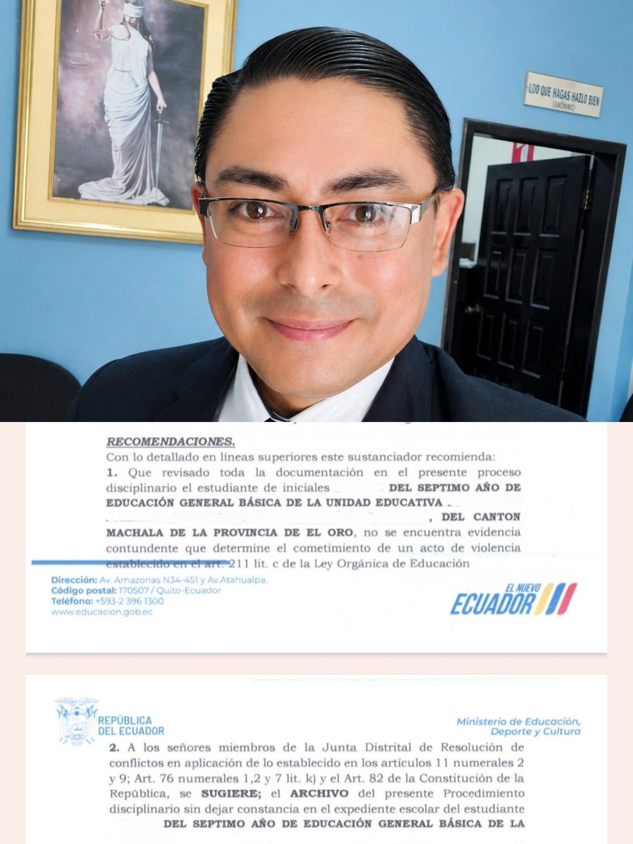 Tyrobizkit's tweet photo. 👉| Dentro de este proceso administrativo disciplinario que se investigo en el Distrito de Educación Machala, se asumió la defensa técnica de un estudiante, que presuntamente estaba involucrado en hechos de violencia psicológica y física.

Resultado favorable. 🧑‍💻📖⚖️ https://t.co/Bz8Aa7rdOE