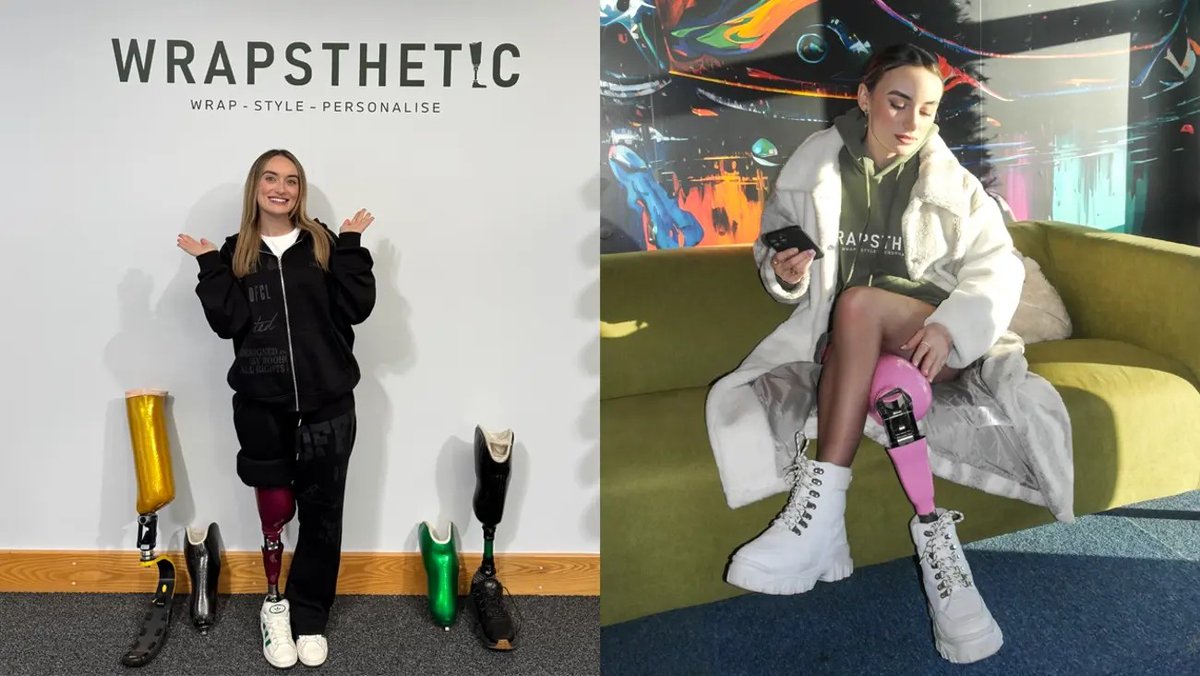 Motability's tweet photo. Bernadette's experience with synovial sarcoma and her right leg amputation led her to co-found Wrapsthetic, a company that makes custom wraps for prosthetics and disability aids, turning them into a fashion statement.

Read ➡️ https://t.co/ggOJfebU8J

📸: Courtesy of Wrapsthetic https://t.co/XNSPS3jbrv