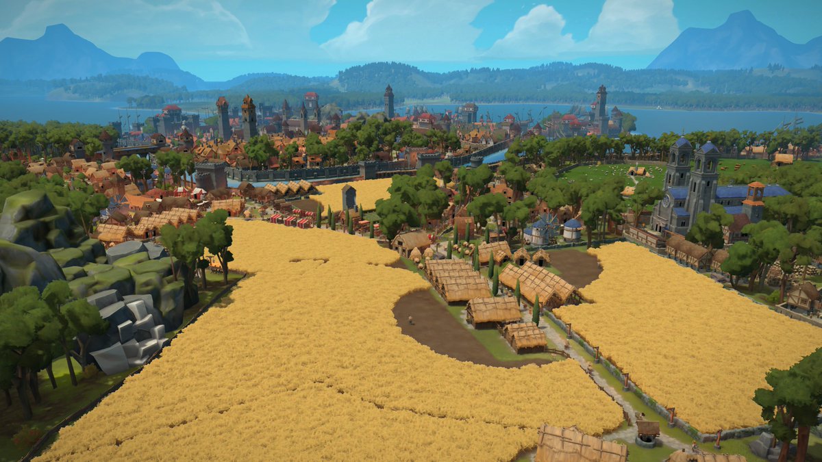 foundationfr's tweet photo. L’utilisateur Discord GamerAR est de retour avec une nouvelle ville 🛖

Difficile de croire que cette vaste cité n’était à l’origine qu’un modeste port de pêche. On aime bien la façon dont les champs dorés guident le regard jusqu’à la ville 🌾

#FoundationJeu #JeuxIndie https://t.co/cGFd4ej9S4