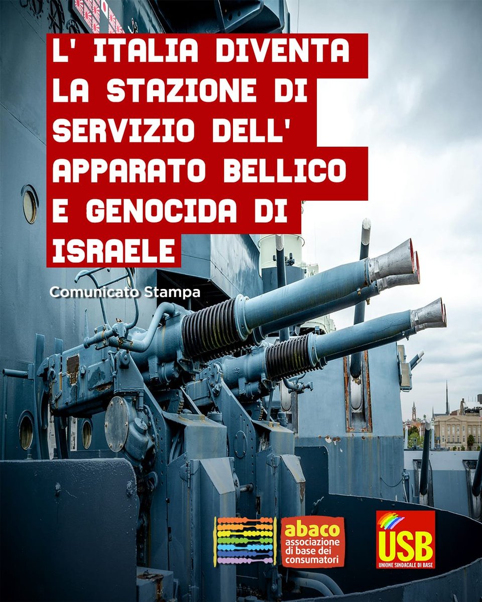 usbsindacato's tweet photo. L'Italia diventa la stazione di servizio dell'apparato bellico e genocida di Israele
https://t.co/iHYeiaZwle https://t.co/qbTUP4Ppqr