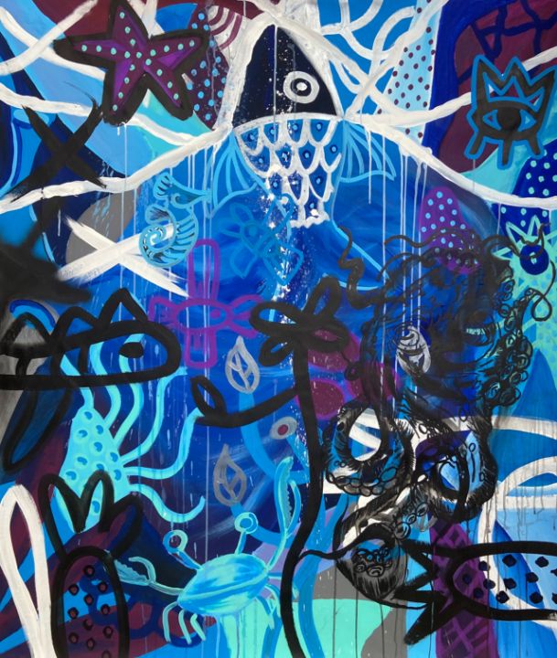 Fonsekart's tweet photo. Art of the Day! "Deep Blue Caribbean Sea". Buy at: https://t.co/s1zQ84iYEg https://t.co/2yd8jocFun