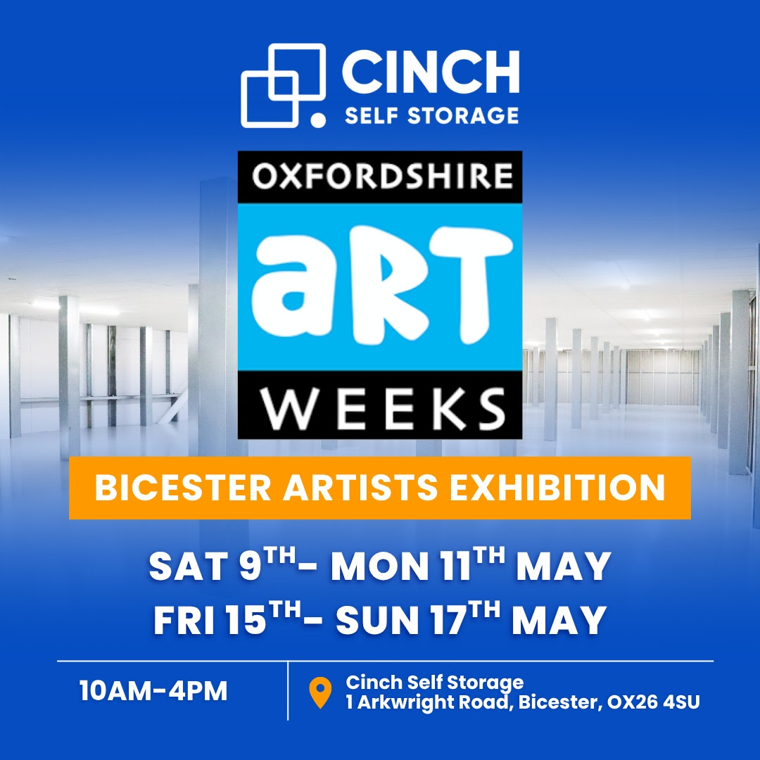 CinchStorage's tweet photo. It's the last weekend to join us at our Bicester store for Oxfordshire Art Weeks and see local Bicester artists exhibit their work 🎨 Open 10am-4pm Fri 15th-Sun 17th May, we hope to see you there! #cinchstorage #artweeks #oxfordshireartweeks #bicesterartists https://t.co/iwGDzKw52r