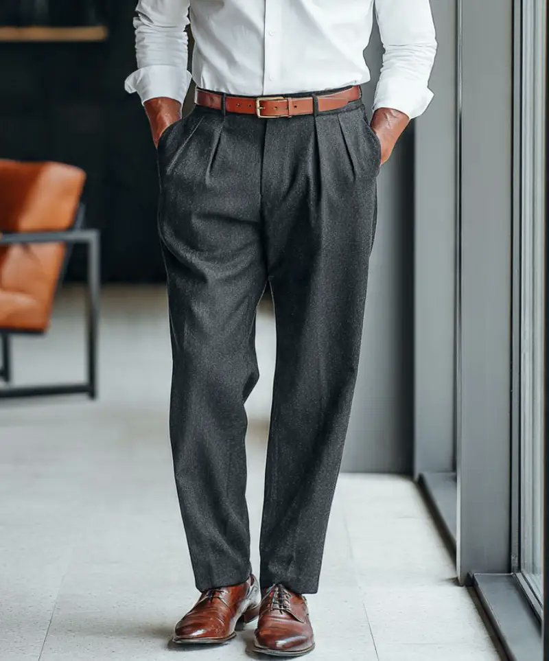 gentsways's tweet photo. Men! To keep the look modern, wear your pleated trousers with a tucked-in shirt and a quality belt. 

This balances the volume of the pants and highlights a clean, professional waistline. https://t.co/siqofRa9vF