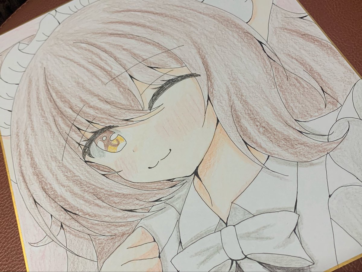 直筆イラスト色紙 完成〜^. ̫ .^ฅ゛ この2枚、関西コミティア先週持っ