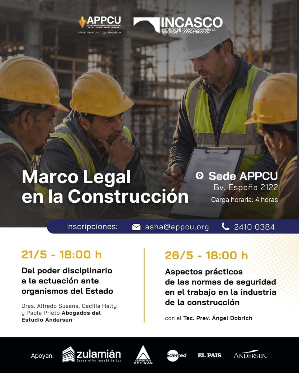 AppcuRecepcion's tweet photo. Llega un nuevo módulo del Seminario 2026:
Marco Legal en la Construcción.

📅 Fechas: 21 y 26 de mayo
⏱️ Carga horaria: 4 horas
📍 Sede APPCU (Bv. España 2122)

Inscripciones:
📩 asha@appcu.org
📞 2410 0384 https://t.co/sdy7XlEIrZ