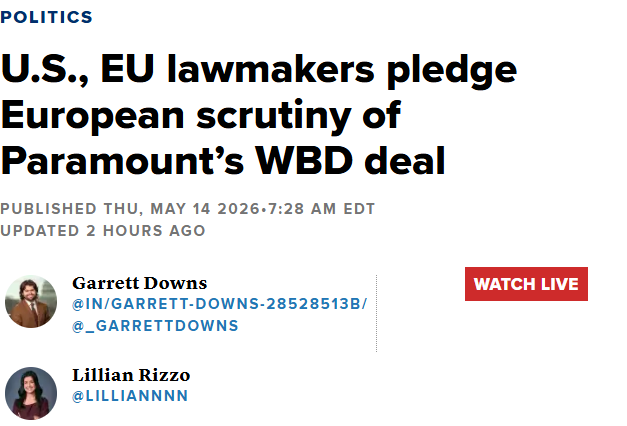 SladeBond's tweet photo. Great to see strong transatlantic opposition to the Paramount-Warner Bros. merger.

A bipartisan group of policymakers led by @sliccardo, @DeborahRossNC, and @Andreas_Schwab raised serious concerns about the deal’s impact on film, television, theatrical distribution, and beyond. https://t.co/5bGQXoA1U4