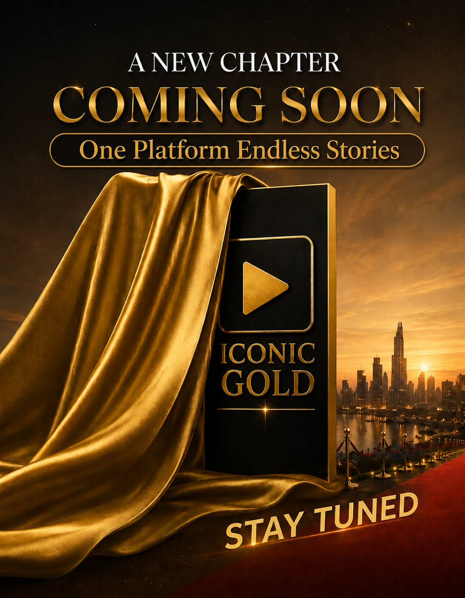 IconicGoldAward's tweet photo. ✨ A New Chapter Begins…

Get ready for a premium celebration of OTT Movies, Web Series &amp; Television like never before. 🎬

One Platform. Endless Stories.
Stay Tuned for the Grand Reveal.

#IconicGold #ComingSoon #OnePlatformEndlessStories #IconicGoldAwards #OTT https://t.co/Zcf2y1YKqL