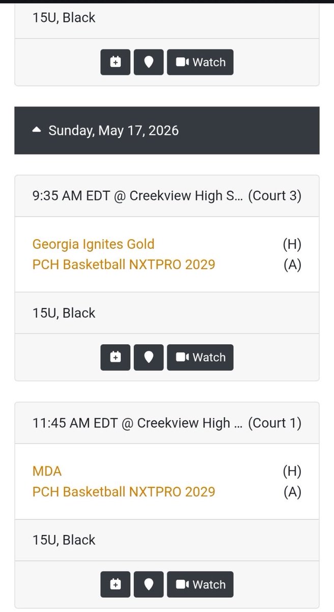 JadenG_2029's tweet photo. Here is my schedule for this weekend OTR sweet 16 live period in Marietta, GA https://t.co/M0nyyI5tG0