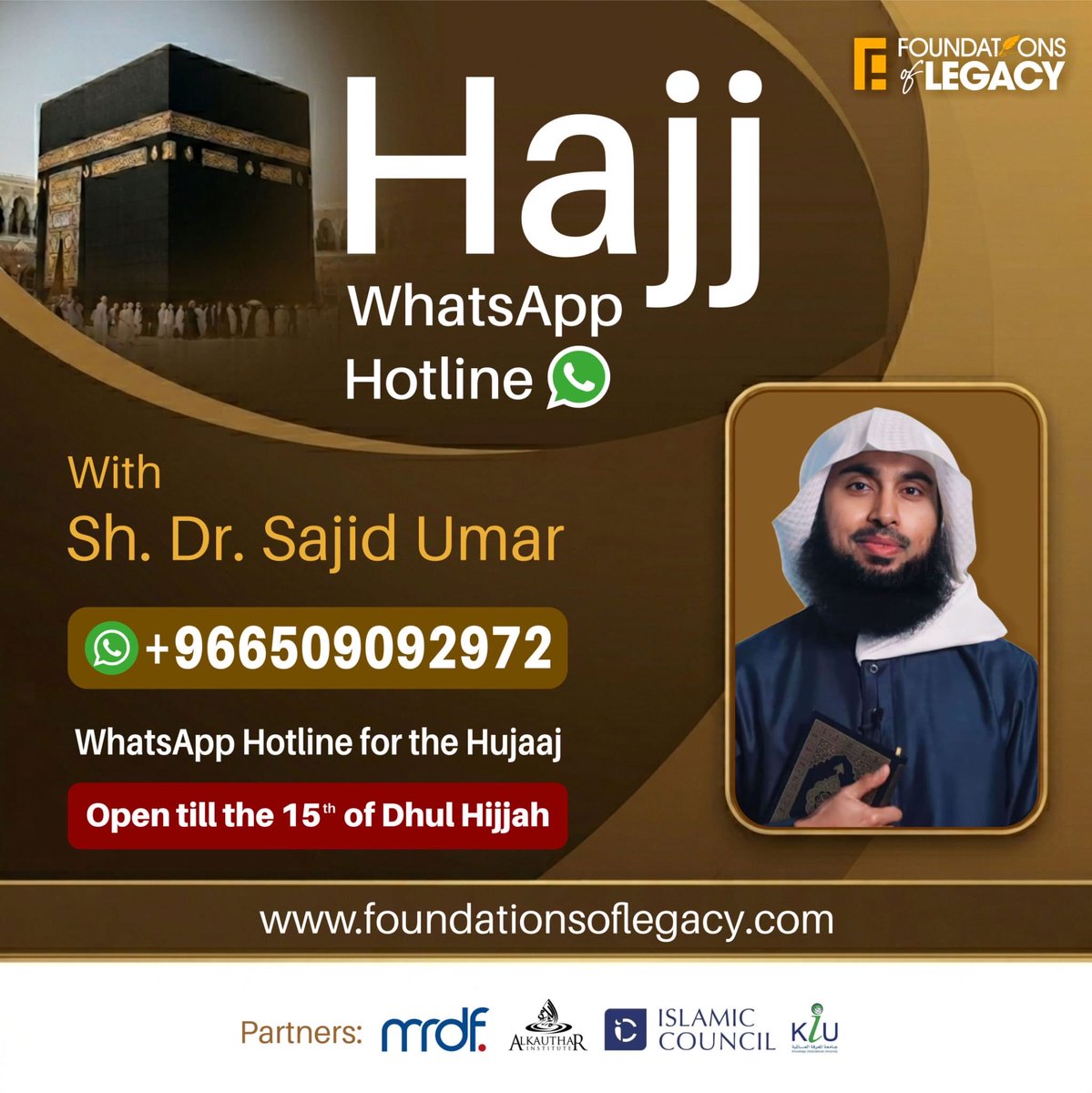sajidumar's tweet photo. 🕋 As-salamu alaykum everyone,

Please take note of this Hajj Hotline service for our hujjaj. The service is dedicated to answering any questions related to Hajj, Umrah, and visiting Makkah and Al-Madinah.

It will remain open until the 15th of Dhul-Hijjah, insha'Allah.

May Allah accept the Hajj of all the hujjaj and make their journey easy and blessed.