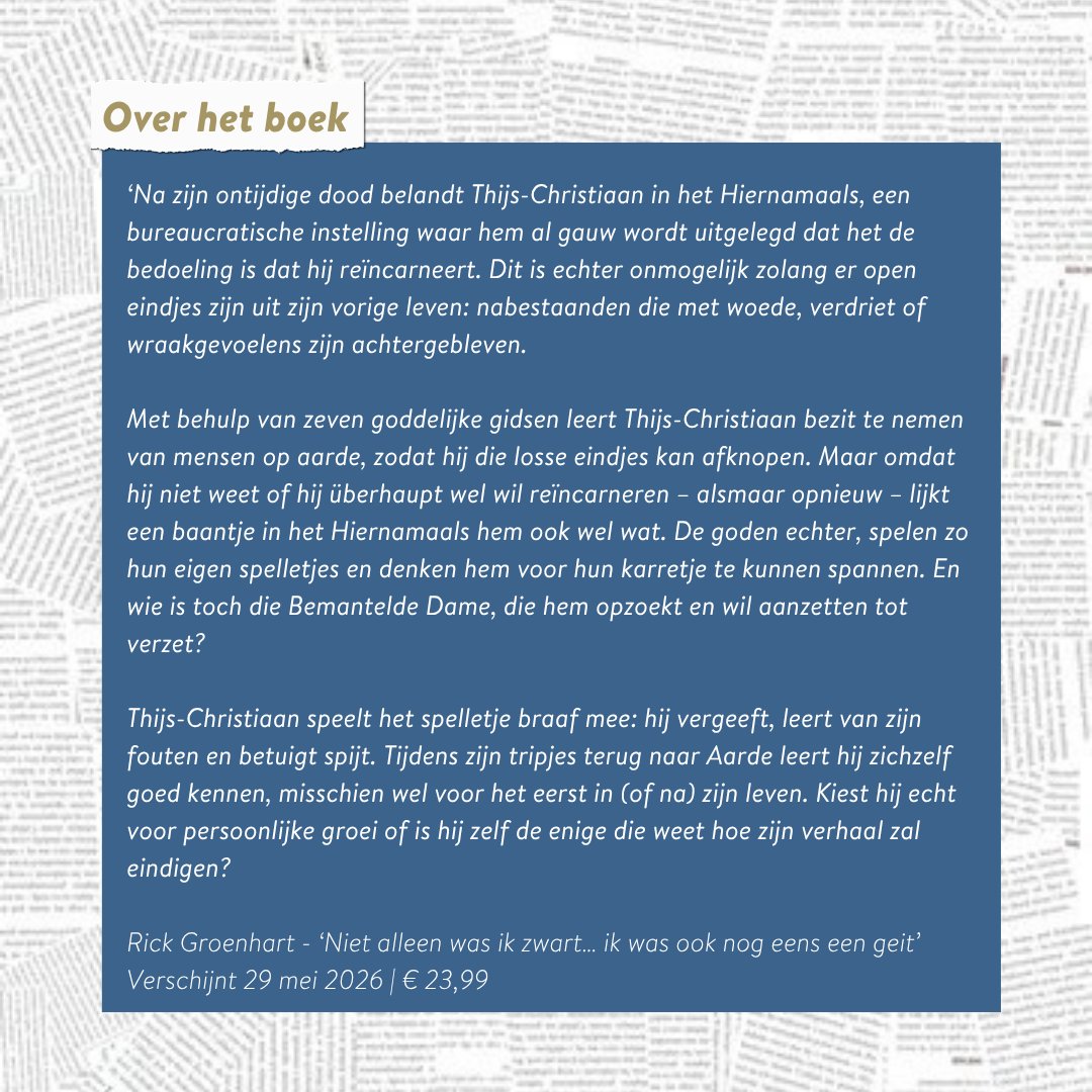 Palmslag's tweet photo. BINNENKORT: ‘Niet alleen was ik zwart… ik was ook nog eens een geit’ 🐐 

Na zijn dood belandt Thijs-Christiaan in een bureaucratisch hiernamaals...

📚 Pre-order nu jouw exemplaar via https://t.co/84NwwrExoT https://t.co/jNbPOgTUmG