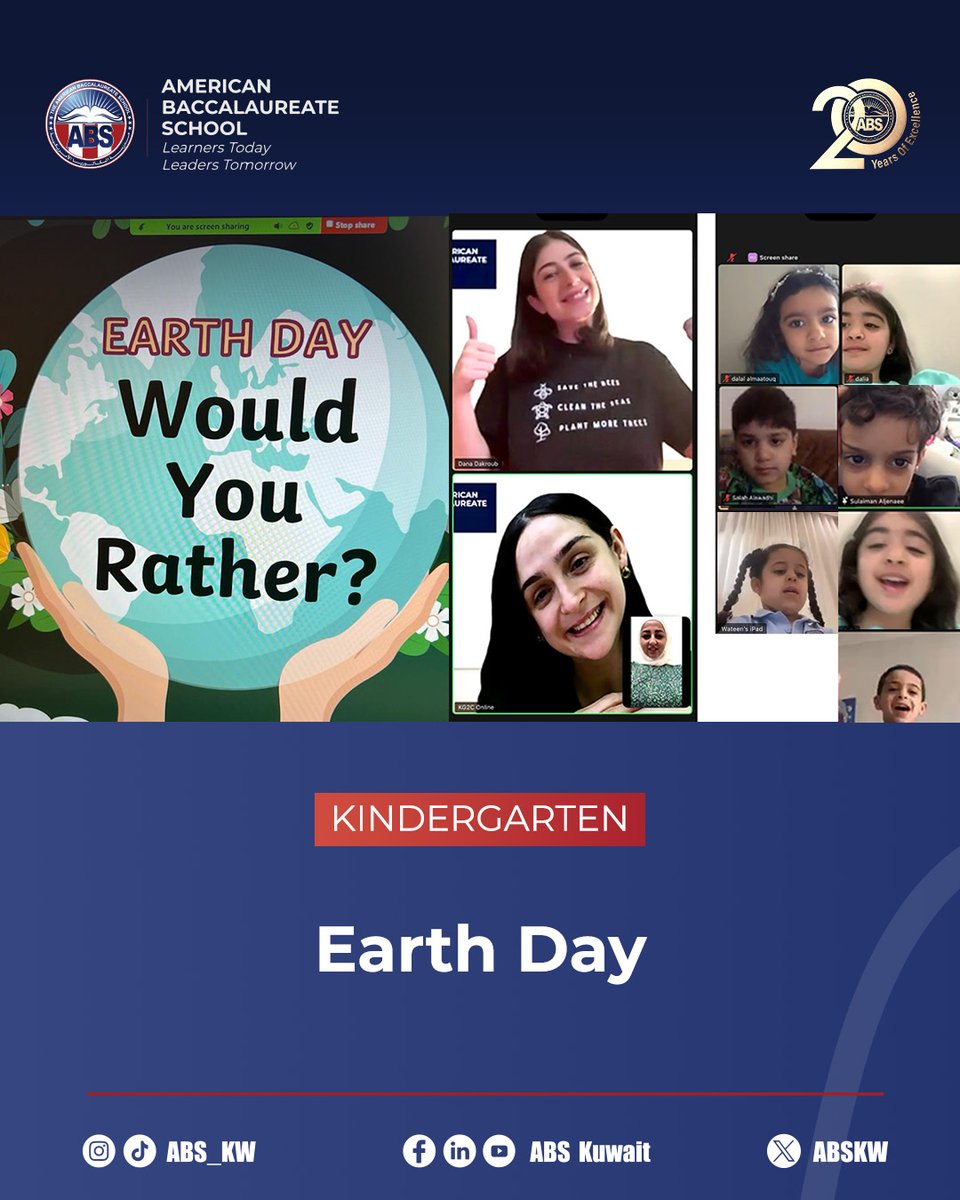 ABSKW's tweet photo. Our KG students celebrated Earth Day through engaging online activities, learning about caring for our planet while having fun together. A meaningful day filled with creativity, awareness, and young minds making a difference.
#EarthDay #KGStudents #OnlineLearning #EcoFriendly https://t.co/DHnROwBUPm