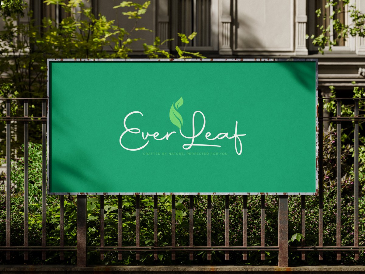 BDF_Creations1's tweet photo. Ever Leaf  script logo, green palette, full brand system. 🌿 Signage · Packaging · App Icon · Mockups  all done. Open for branding work. 📩 https://t.co/7YTlOj8bmh