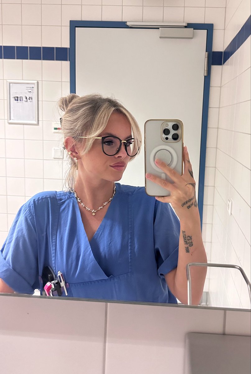 NyraShake's tweet photo. I hope I look like your new favourite nurse ❤️👩🏼‍⚕️ #nurse #hospital #blonde #piercing #tattoo https://t.co/qjiPvagrRQ