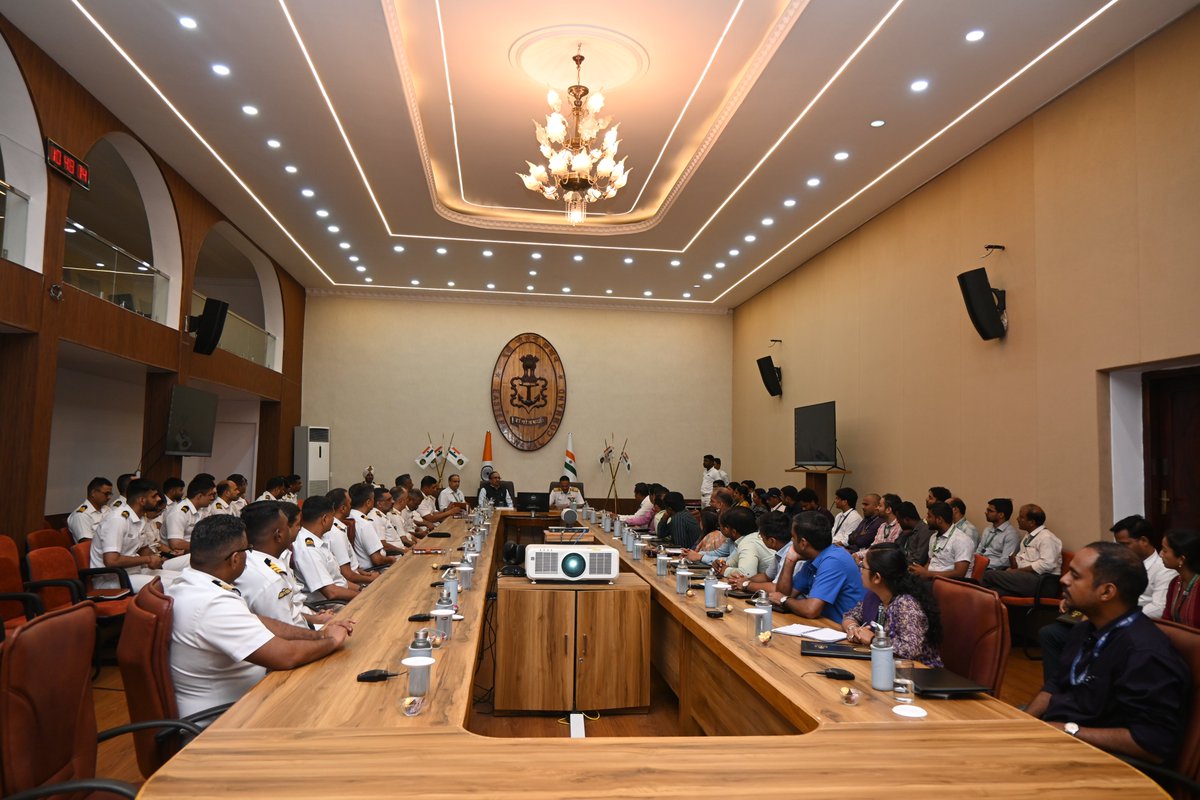 IN_HQENC's tweet photo. 40 scientists from @DRDO_India concluded their visit to #EasternNavalCommand as part of the DRDO Scientists Interaction Programme (#DSIP) with the Indian Navy, with a valedictory function held at Swarna Jyoti Conference Hall, #Visakhapatnam on 14 May 26.

The programme enabled professional interactions on advanced defence technologies, ongoing research and future capability development for the #IndianNavy, strengthening DRDO–Navy synergy.

RAdm M Murali Mohan Raju, CSO (P&A), HQENC awarded certificates to participants in the presence of Dr Abraham Varughese, Director NSTL and Dr Amit Sharma, Director DISB. #AtmanirbharBharat