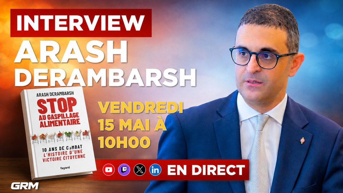 stopgachis's tweet photo. Interview de @Arash Derambarsh par @grm_off ce vendredi 15 mai à 10h.
« Stop au gaspillage alimentaire » (livre @EditionsFayard)
Live ici 👉 https://t.co/E0DoQTGSS1 https://t.co/jF7mh5KlGW