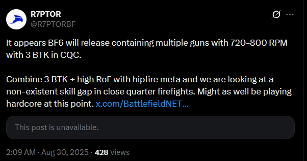R7PTORBF's tweet photo. Patch did nothing to address the most fundamental issue with the game  - randomness of gunfights.

1. TTK is too fast (everyone figured that out year ago but DICE apparently)
2. Visibility is awful
3. Headshots do not matter
4. Too much RNG in recoil patterns https://t.co/InZVVhebb1