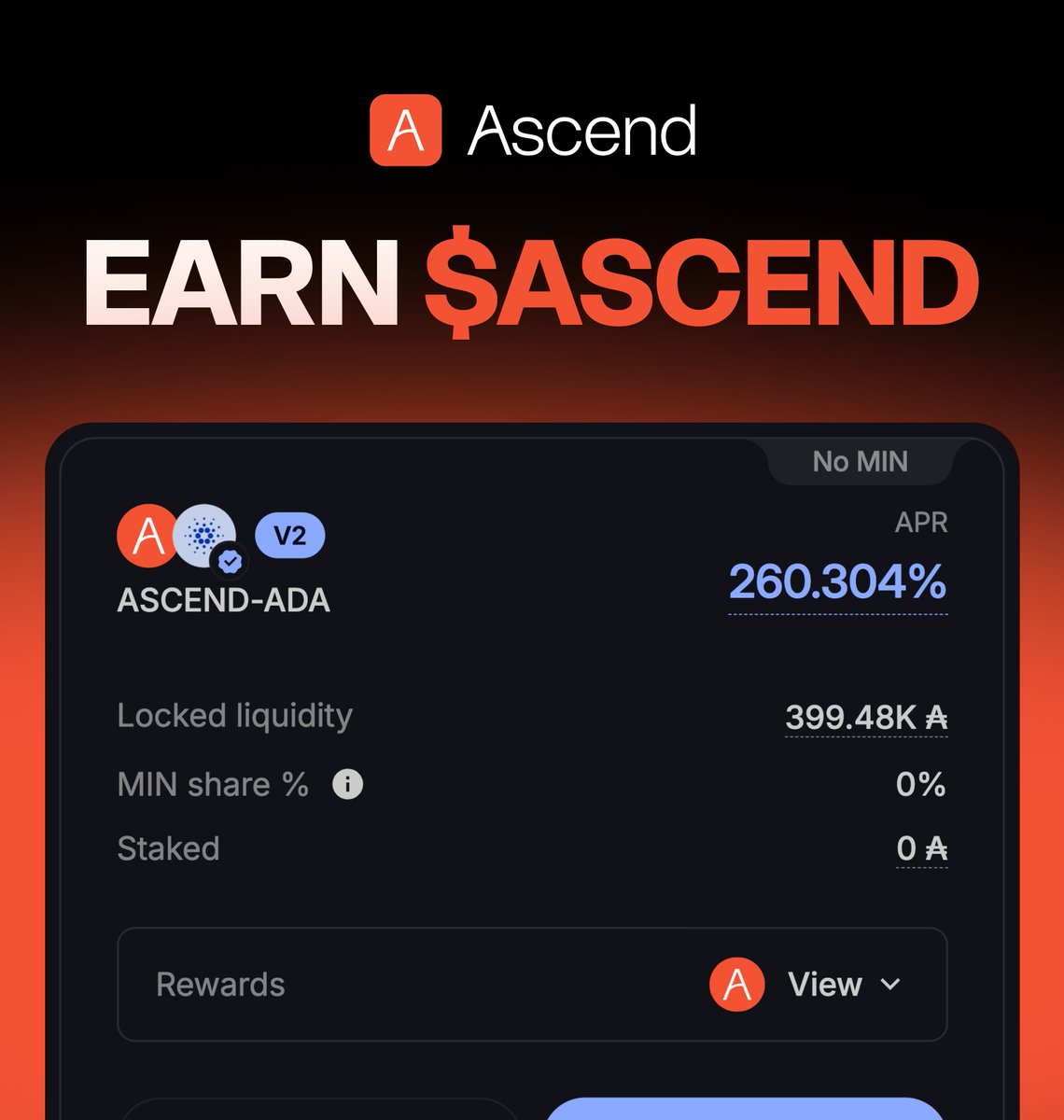 AscendPerps's tweet photo. Deep liquidity is fundamental for healthy market structure. 

Reminder that our ASCEND farm is live on @MinswapDEX with APR at 260% 

Earn ASCEND rewards for providing liquidity 🤝 

https://t.co/fqXVbfDIrh https://t.co/q8Q5K1Ph0H