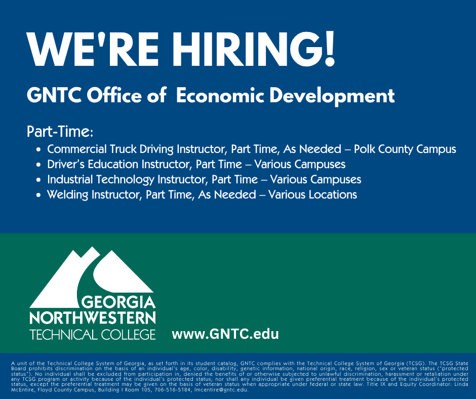 GeorgiaNTC's tweet photo. GNTC's Office of Economic Development is hiring!  Visit our JobCenter for more information on all of our available positions. https://t.co/2DZEr13CfI https://t.co/UNXYIVjPnw
