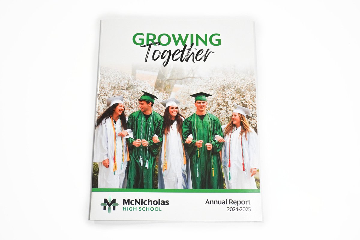 BerningPrinting's tweet photo. As graduation season arrives, we’re highlighting this 2024–2025 annual report for McNicholas High School—featuring high-quality printing and a classic saddle stitch finish by Jos. Berning Printing. 🎓 https://t.co/060YIYD6Jf