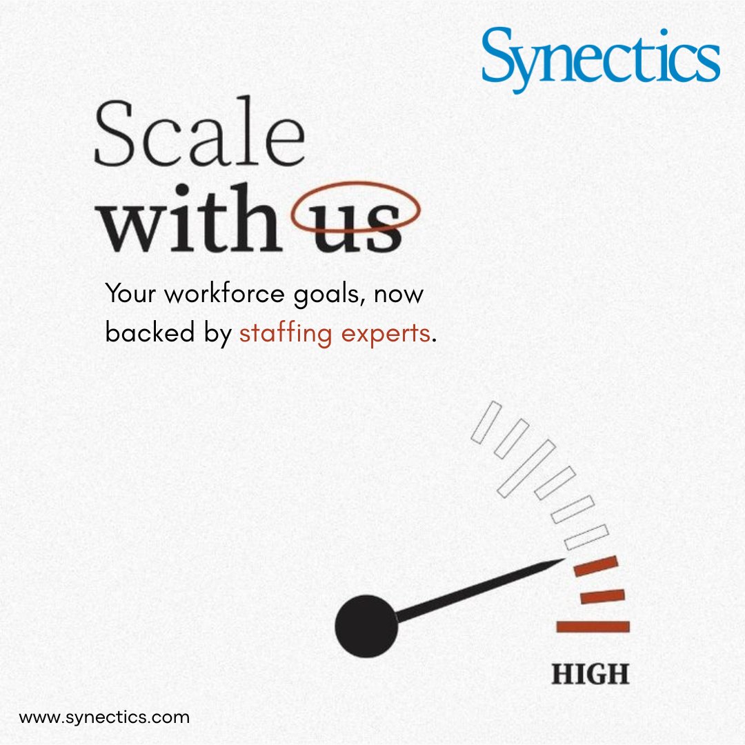 SynecticsInc's tweet photo. We understand your workforce goals, and we bring the people, strategy, and speed to help you reach them. You focus on growth, while we handle the hiring! https://t.co/UcPjJVxbcj