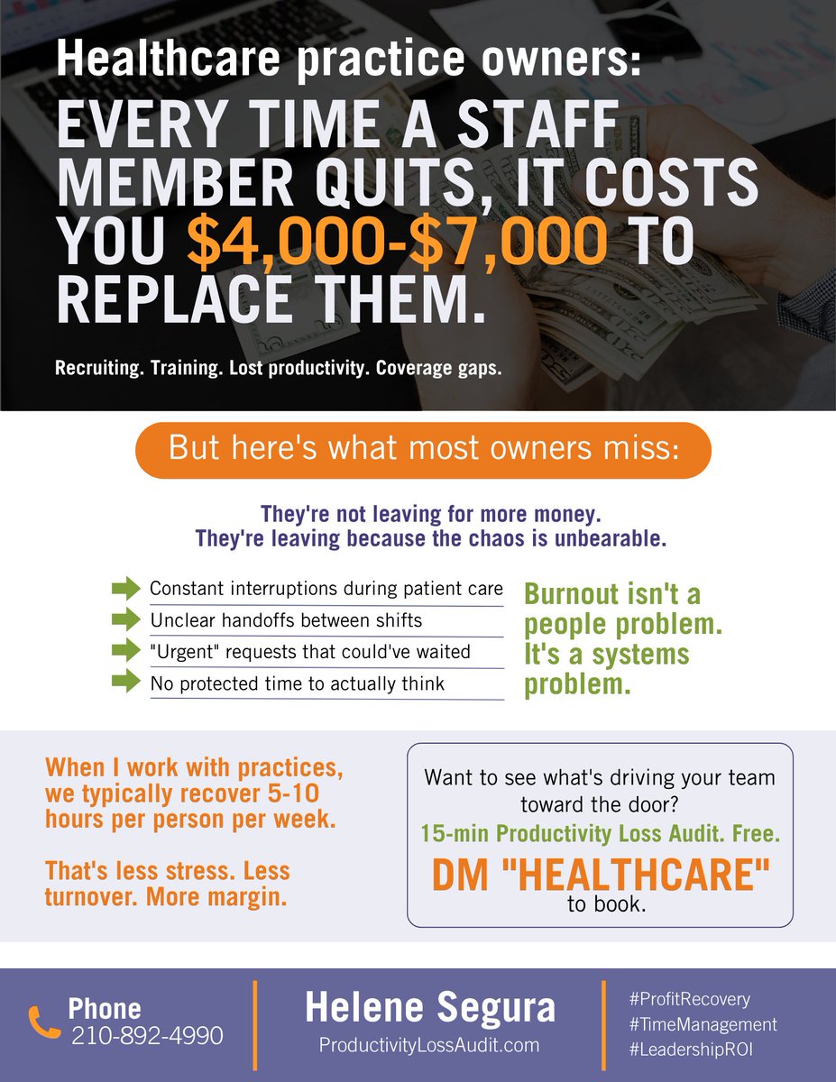 LivingOrderSA's tweet photo. Healthcare staff don't quit for money.

They quit because chaos is unbearable.

→ Interrupted patient care
→ Unclear shift handoffs
→ No protected time

Fix the system. Keep the people. 

DM "HEALTHCARE" to book.

#HealthcareLeadership #StaffRetention #Burnout #ProfitRecovery https://t.co/iaYjYX2tqH