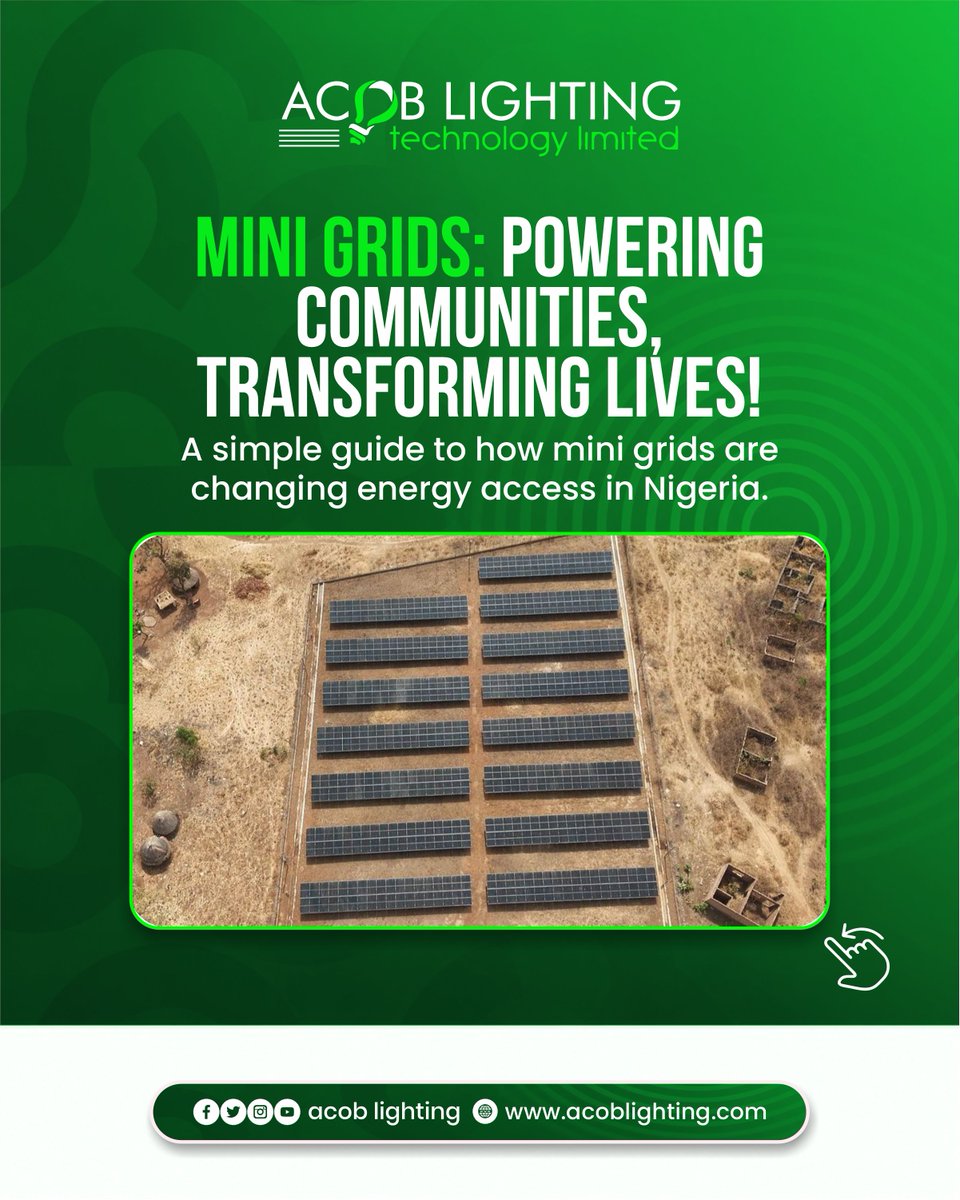 AcobLimited's tweet photo. The Future is Decentralized Energy

Mini grids are more than power systems. They are tools for economic growth, empowerment, and transformation. 

At ACOB Lighting Technology Limited, we are committed to advancing innovative energy https://t.co/2eW9dCbYf4