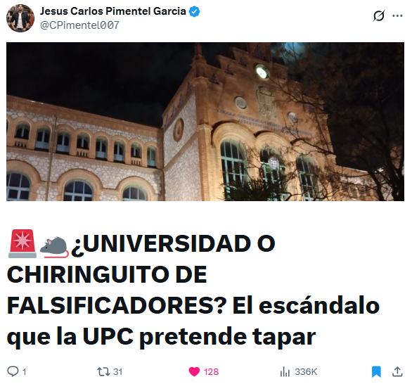 CPimentel007's tweet photo. @IdiazAyuso ¡Doctorando mexicano denuncia penalmente a una universidad catalana! Mientras el consulado en Barcelona no mueve ni un dedo ante su indefensión.
https://t.co/jSSzKIhpyD https://t.co/GbmgPr2MZG
