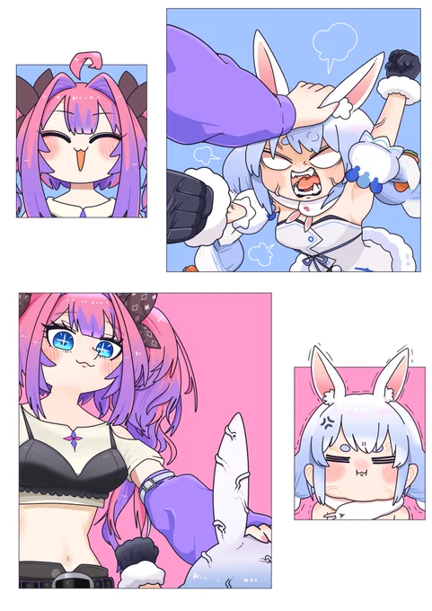 #ぺこらーと #ヴィヴィメイク
ぺこゔぃゔぃがワチャワチャやってるって絵(1/2)👯💅✨ 