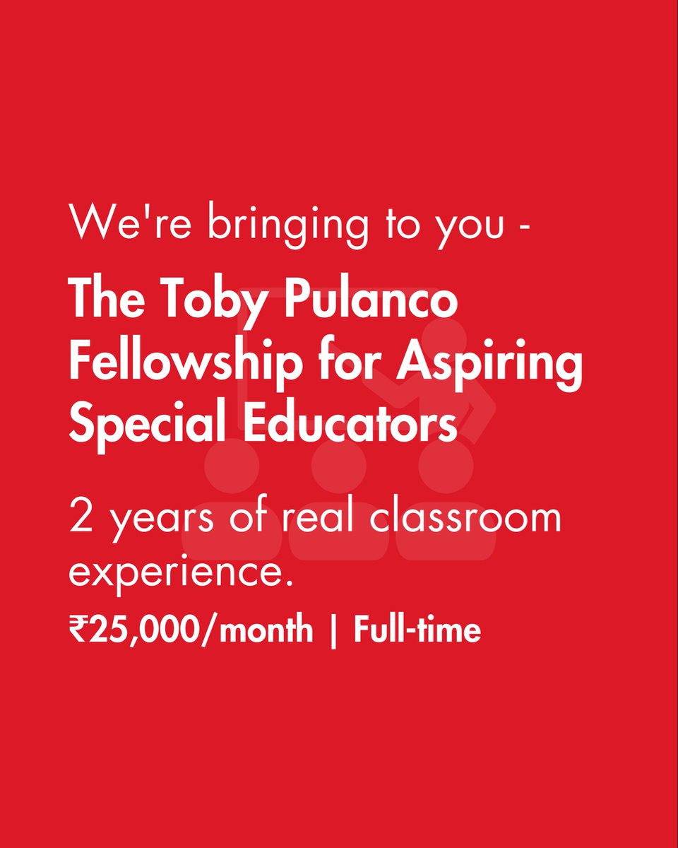 GSOM_official's tweet photo. The Toby Pulanco Fellowship is a 2-year, hands-on experience in special education where you learn by showing up, every single day.
₹25,000/month | Full-time
Apply now: fellowship@gatewayschoolmumbai.org

SpecialEducation | InclusiveEducation | DisabilitySupport | https://t.co/JdMJMvcucb