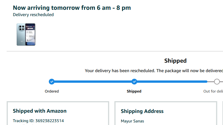 mayursanas's tweet photo. @AmazonHelp @thecroindia @amazonIN After registering a complaint on 12th, I was assured the order would be delivered within 48 hours. After a long wait, there is still no delivery, and now the status has again changed to “next day.” Very disappointing experience with @AmazonHelp @AmazonIN @thecroindia Please help. https://t.co/MrGKKsaV0g