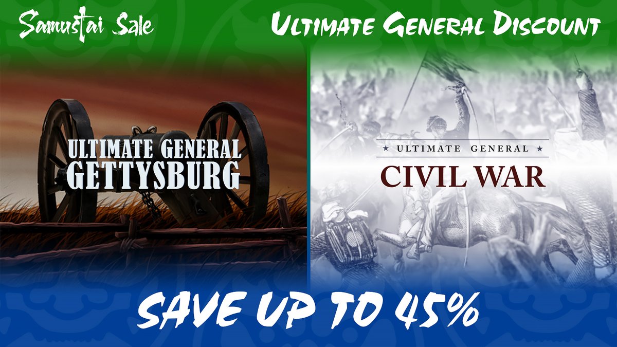 samustai's tweet photo. Samustai sales are LIVE on Xbox &amp; PlayStation 5!
 
🎯 Ultimate General: Gettysburg -45% (Xbox)
⚔️ Ultimate General: Civil War -25% (Xbox &amp; PS5)
 
Xbox: until May 27
PS5: until May 28
 
#Xbox #PlayStation #Wargame #Strategy #RTS #PS5 https://t.co/O8BwD1vpDl