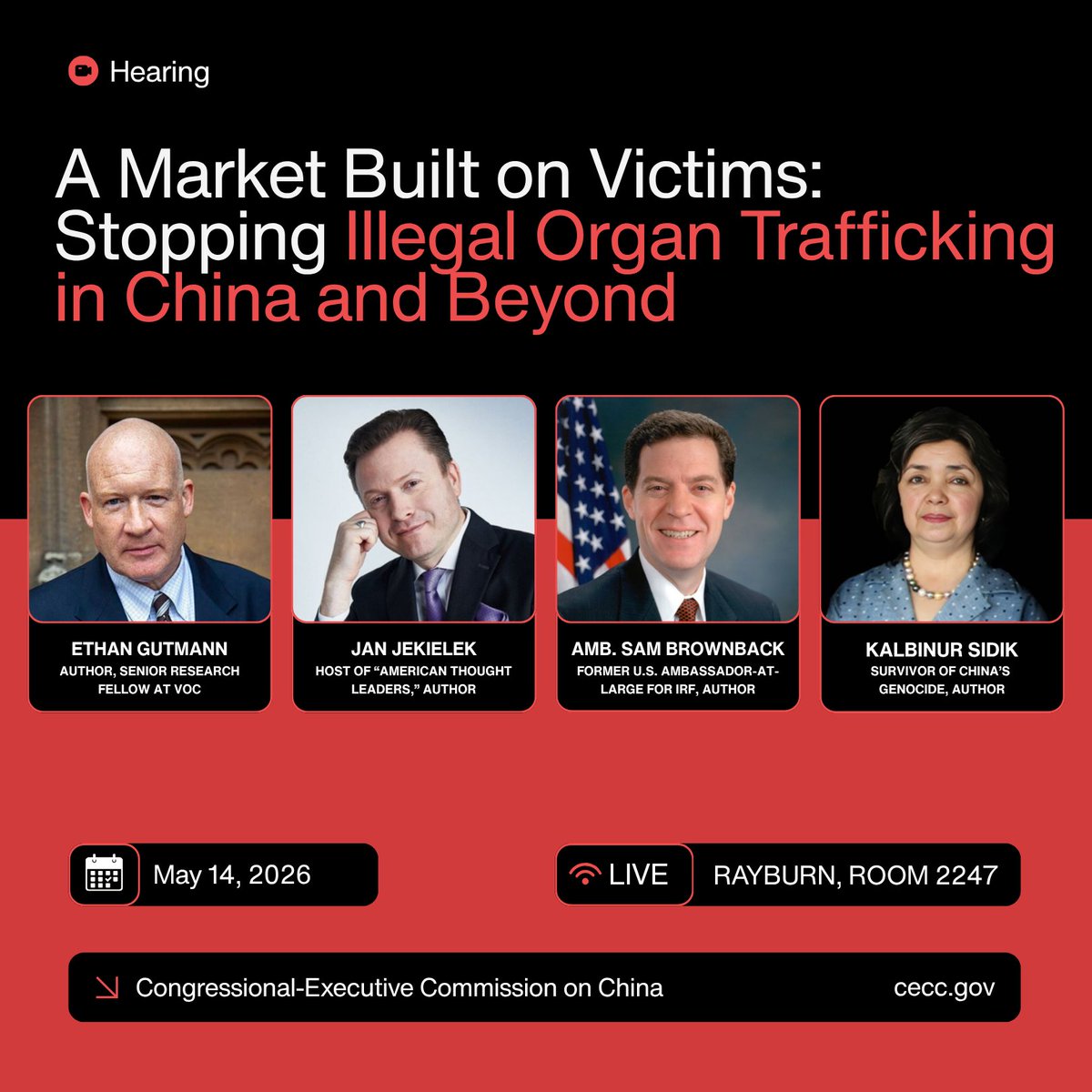 FalunInfoCtr's tweet photo. The Congressional-Executive Commission on China (@CECCgov) is hosting a hearing NOW on the systematic, widespread, and nonconsensual removal of human organs for transplantation—often described as forced organ harvesting or illegal organ trafficking—in China.

WATCH: https://t.co/nP1shSW4S1