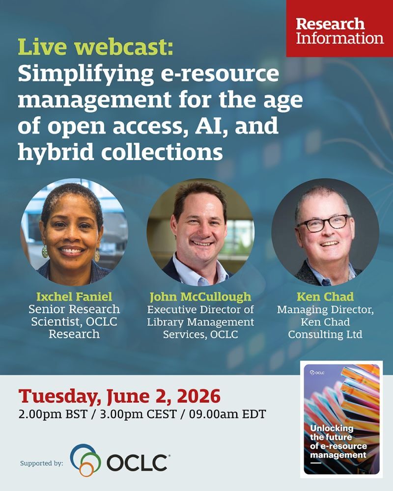 OCLC_IT's tweet photo. LaIl 2 giugno alle ore 15:00, unisciti a Research Information e OCLC per una discussione sulle principali conclusioni del nuovo rapporto OCLC “Unlocking the Future of e Resource Management”. ⤵️ Iscriviti: https://t.co/Y6s6kwASmG https://t.co/whpf9RoBfY