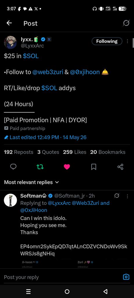KingWeb370919's tweet photo. @LyxxArc @Web3Zuri @0xJiHoon BUwB98iKEwXJsgRteTg6LmaKdhKB9om7taMPSWeLccLr https://t.co/eSt8erNjfz