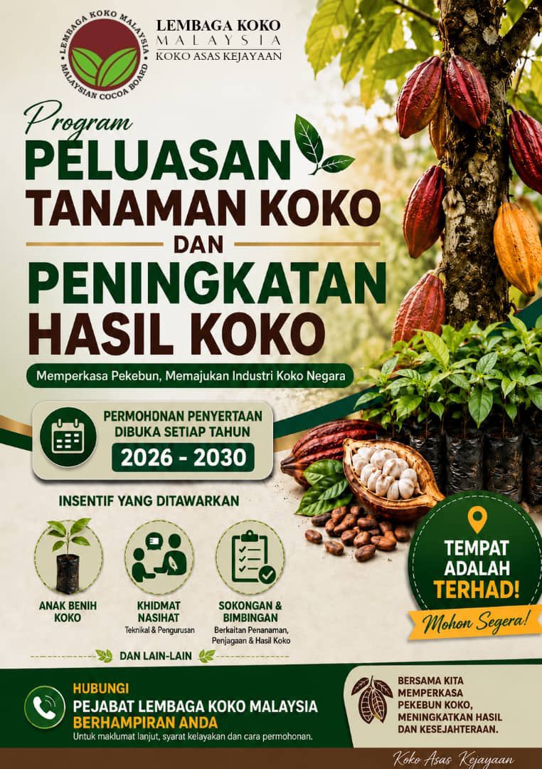 lkm_gov's tweet photo. Program Peluasan Tanaman Koko dan Peningkatan Hasil Koko.

Sila hubungi pejabat LKM terdekat:
📍Bagan Datuk, tel 05-6488176
📍Jengka, tel 09-4852953
📍Kota Samarahan, tel 082-465912
📍Tawau, tel 089-915604
📍Ibu Pejabat, Kota Kinabalu, tel 088-206400

#lembagakokomalaysia https://t.co/WprSurfhML