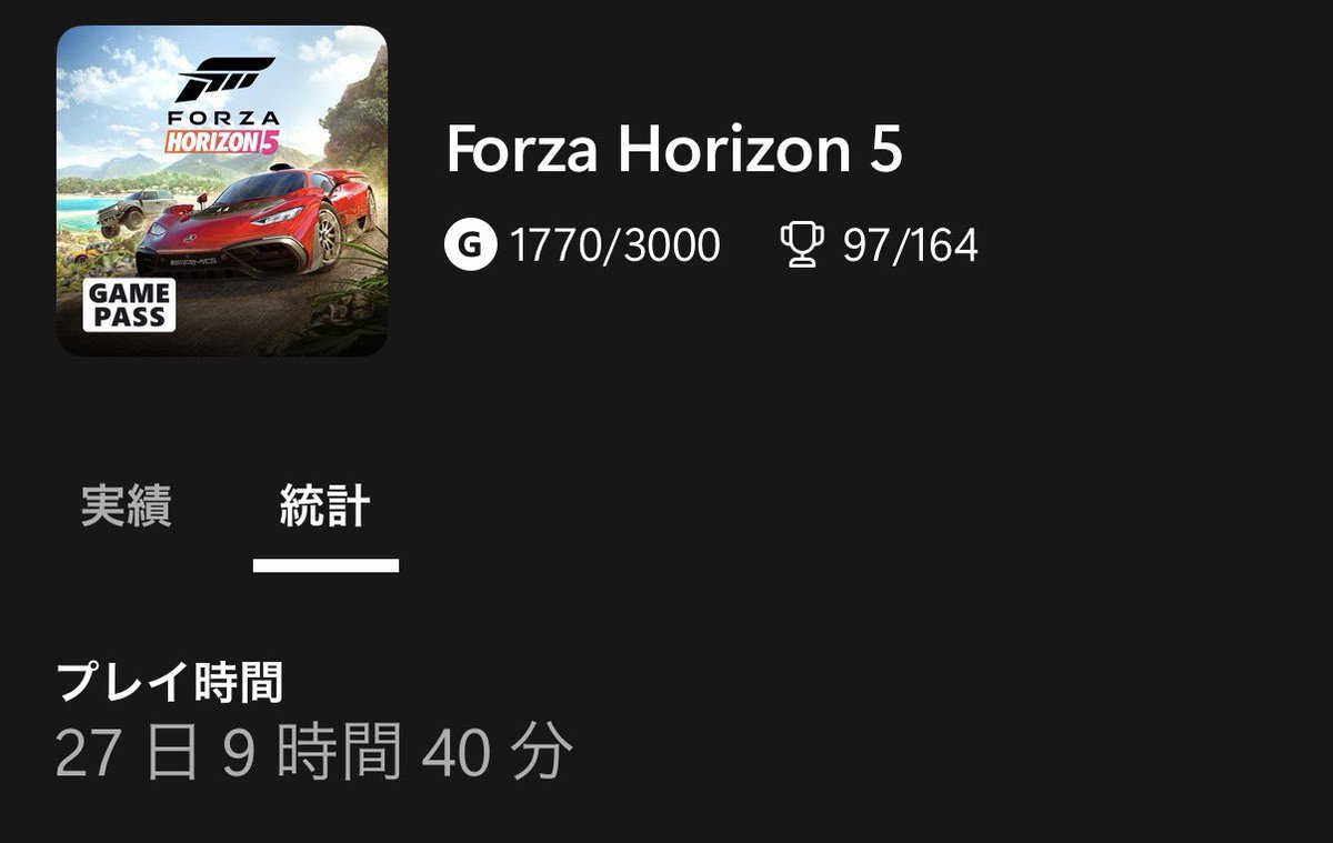 Forza Horizon 5全く実績無視してやってたけど、今見たら657時間やってた。