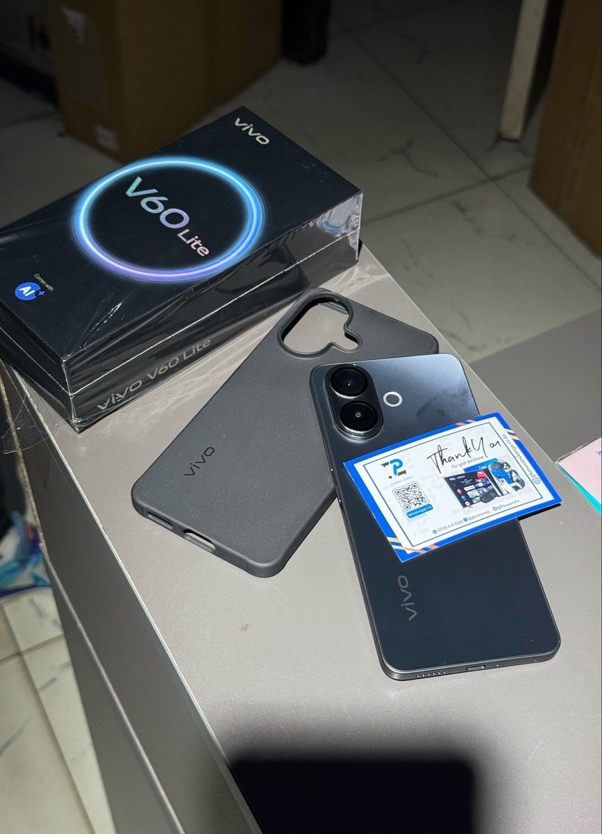 PhoneZoneKe's tweet photo. Vivo V60 lite (4g)

8GB+256GB~ Kshs 34,000

Display-6.77 inches ,AMOLED,1B colors ,120Hz,HDR10+ 
Android 16, origin OS
Chipset-Snapdragon 685
CPU-2.8GHz
Main Camera -50MP+8MP
Selfie -32MP
Under Display fingerprint 
6500 mAh battery 
90W charging speed
6W reverse wired https://t.co/ZIlh1B4ehJ