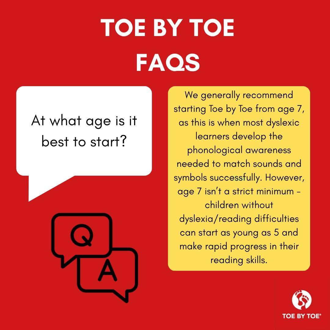 toebytoe's tweet photo. Thinking of starting Toe by Toe with your child or student? 📕 
We’ve answered a few of our most frequently asked questions to help you get started.

Have another question? Comment below or check out our FAQs page: https://t.co/AyXEoIyM0q

#toebytoe #dyslexia #readingprogram https://t.co/Pe0Zp2l114