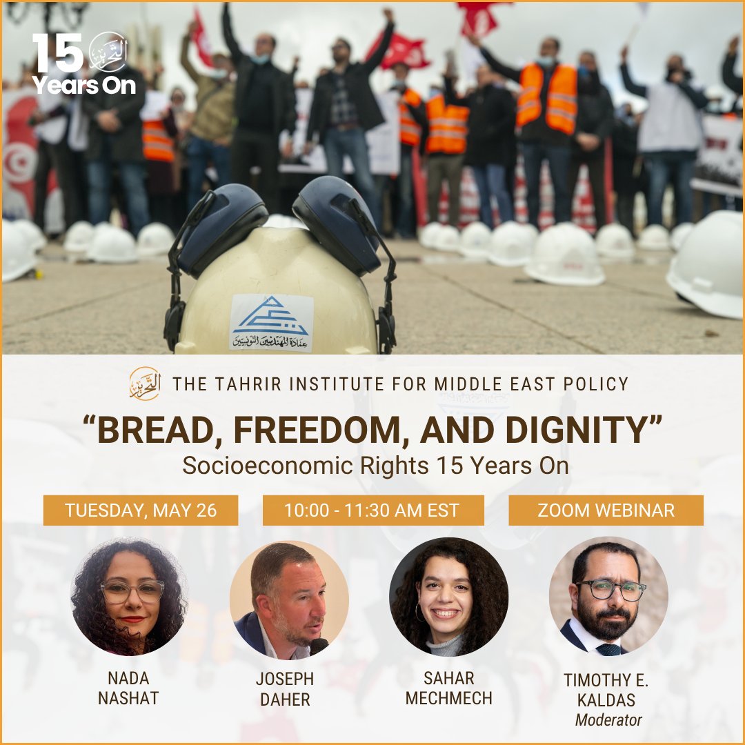 TimepDC's tweet photo. 🔔 Join us on Tuesday, May 26, at 10 AM EST for an online event exploring how the MENA region has organized and is organizing around socioeconomic rights, featuring @nadoshegypt, @JosephDaher19, and @SaharMech, moderated by @tekaldas.

Register here: https://t.co/Oe4tGvFYRm https://t.co/oAzQJvxWoK