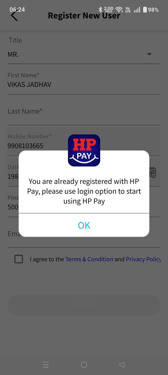 vikas_jadhav7's tweet photo. @HPCL @MoPNG_eSeva 
Hello team,

I'm unable to use HP Pay and customer service is not helping at all.

Please look into this matter. https://t.co/uuNYnc6P5o