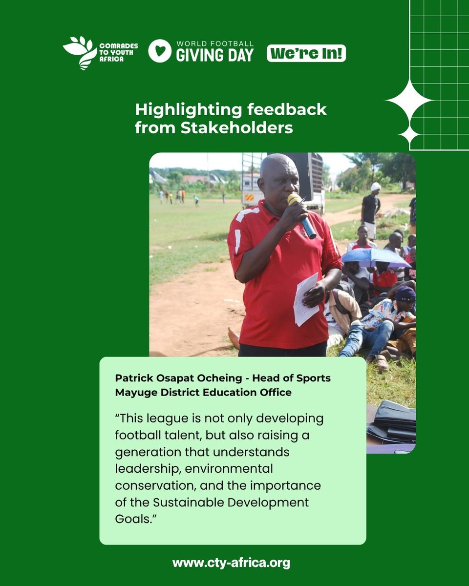 Cty_Africa's tweet photo. “This league is not only developing football talent, but also raising a generation that understands leadership, environmental conservation &amp; the SDGs.”

Proud to see #EarthLeague using football to drive climate action, learning &amp; youth empowerment in Mayuge District. https://t.co/QaoRXZEoiX