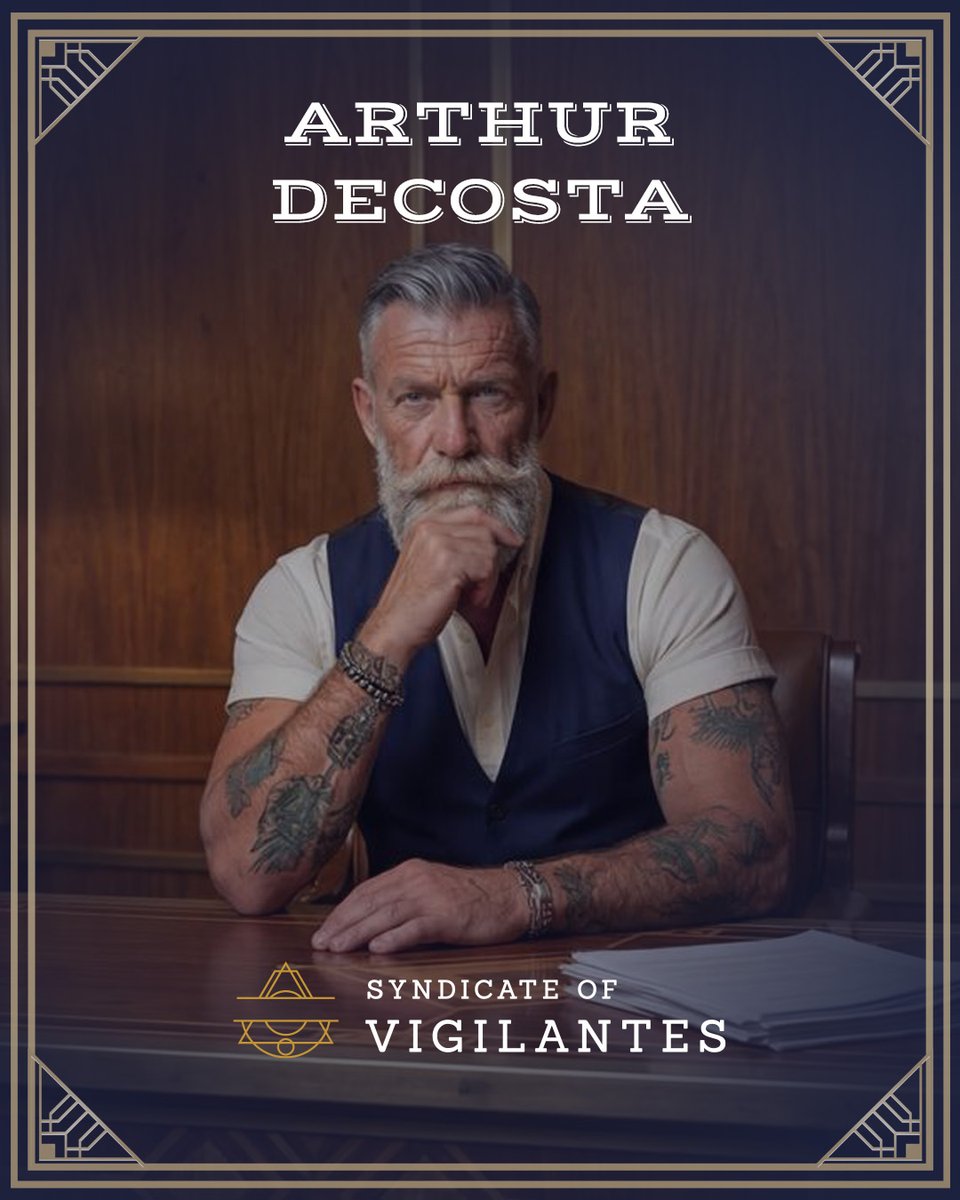 SOV_thegame's tweet photo. MEET: ARTHUR DECOSTA
The Syndicate was originally incorporated in 1924 by a few very wealthy people. And now these Legends are back to promote The Gun Range.

You will see a lot of them on our socials, so let us introduced these (AI-) characters one by one.
First off:

Name: Arthur DeCosta
Title: Founder of Syndicate of Vigilantes
About: This MF says what he thinks, is foul-mouthed, and doesn't give a fuck about conventions and sacred cows.
Hobby: He loves shooting, whiskey and cigars.

Note from Arthur: You better download the game and start shooting stuff. It is time!
