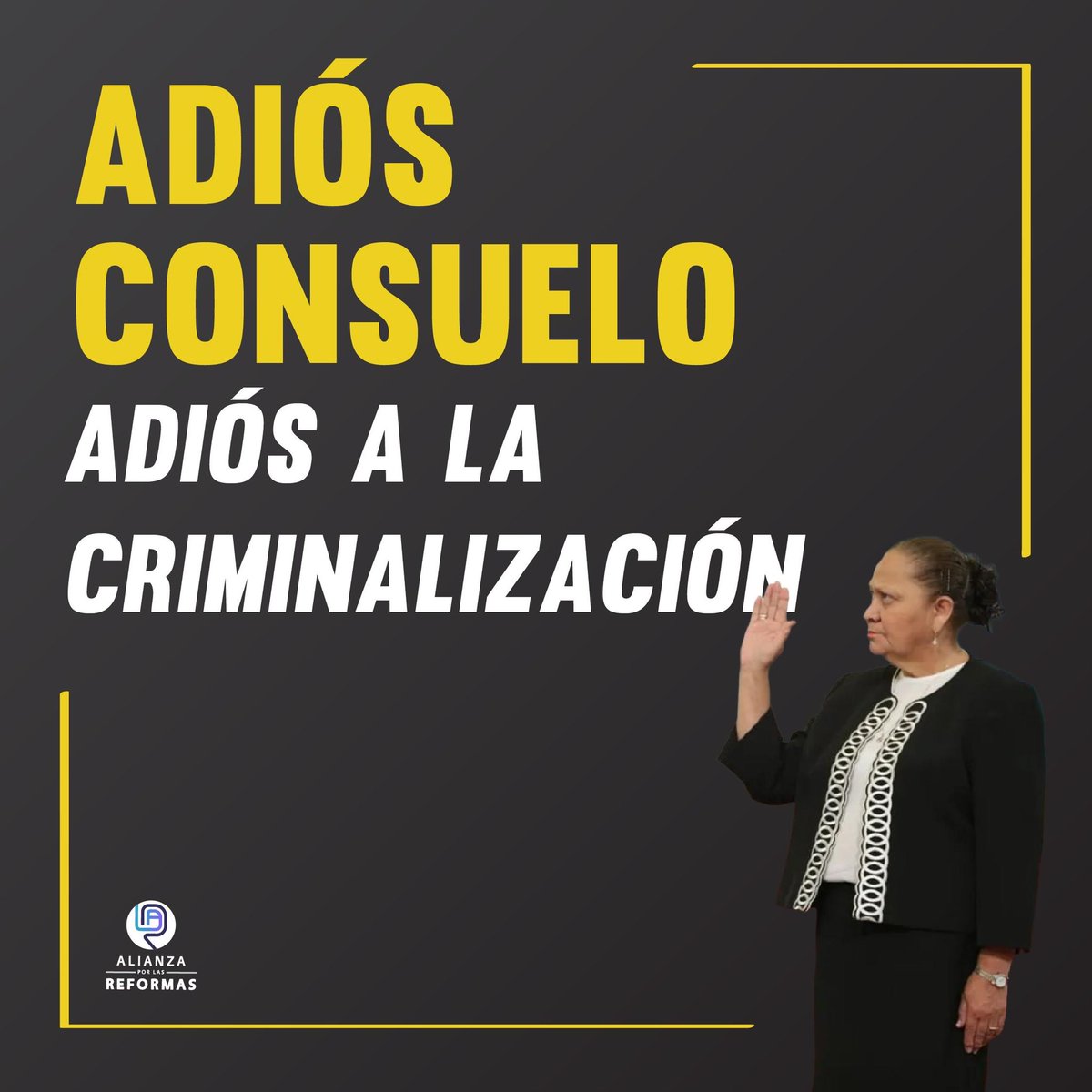 AlianzaRgt's tweet photo. Con Consuelo Porras al frente del MP más de 100 personas fueron investigadas, criminalizadas o forzadas al exilio por haber investigado y denunciado la corrupción. 

#AdiósConsuelo https://t.co/R6CowGOttG