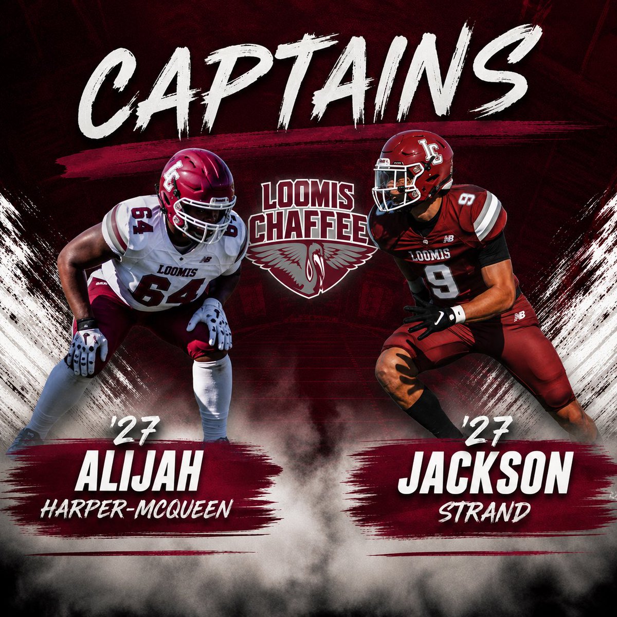 LoomisFootball's tweet photo. Congratulations to @Harper_McQueen_ and @strandjackson1 for being named captains for the 2026 season. These two have displayed the commitment to their teammates and to building our culture during their time with the program. https://t.co/wFtC98eswv