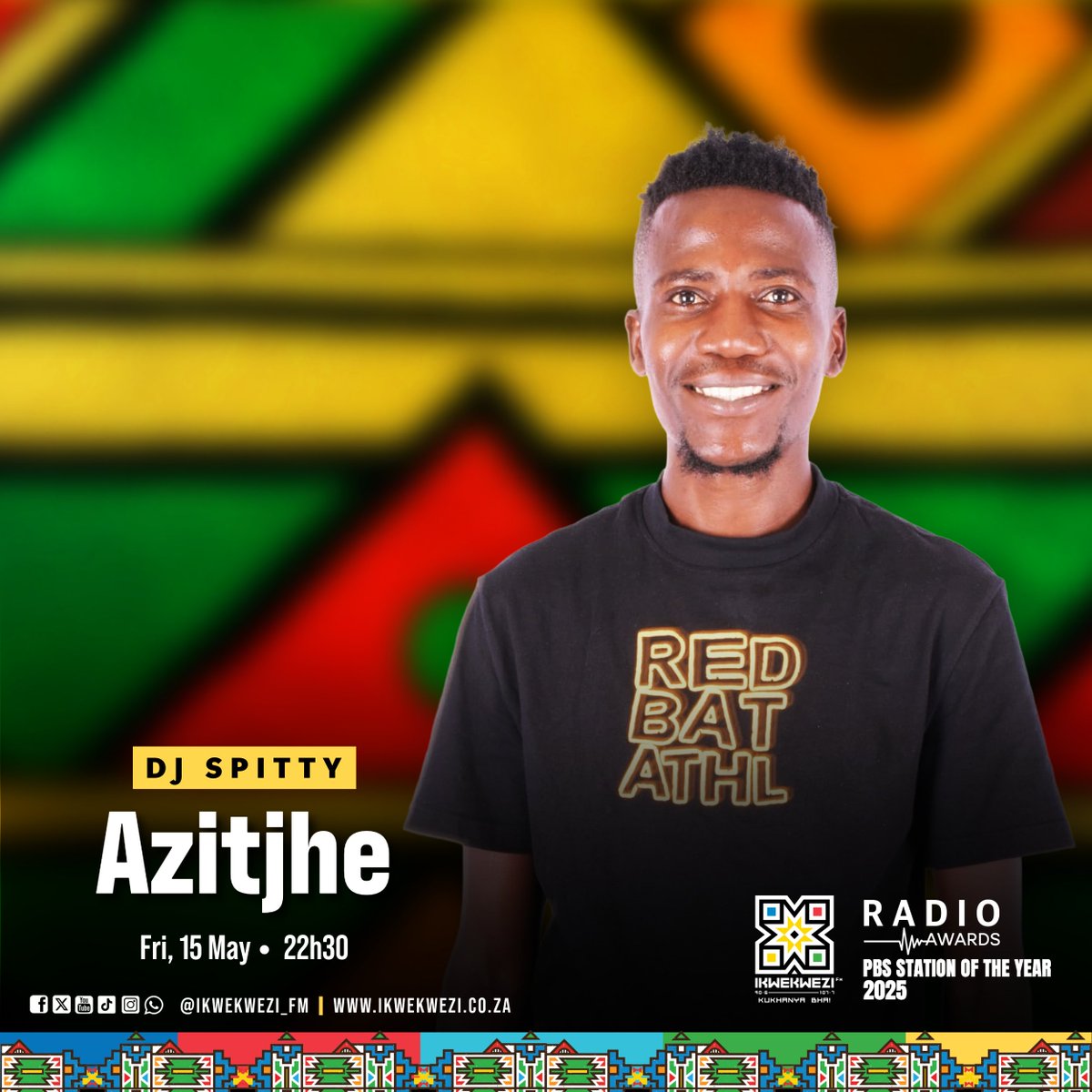 Ikwekwezi_FM's tweet photo. 📌 #Azitjhe | DJs at Play
🎙️Thobile Pofu
📆 Fri, 15 May
⏰ 22h00
👤 Tray T CHEGO
⏰ 22h30
👤 DJ SPITTY
#UmkhanyoNgowakho
📻90.6-107.7
📱 https://t.co/7Rb5HTCSDL https://t.co/WeWqFyMppP